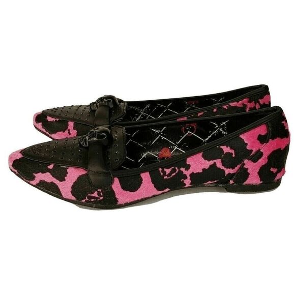 Abbey Dawn by Avril Lavigne Shoes Size 9 Pink Black Skull Rebel Yell Flats - Picture 8 of 10
